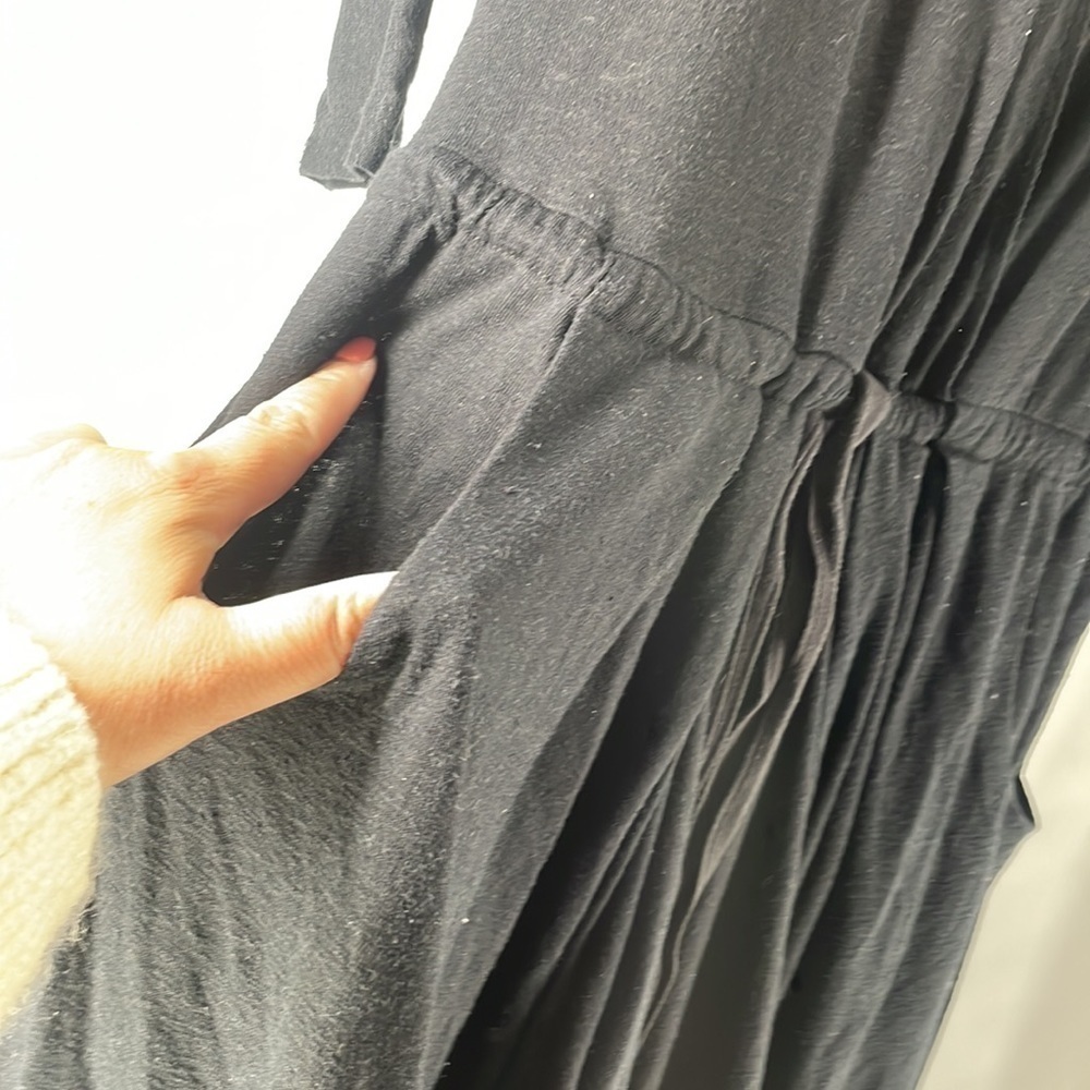 Free People Easy Squeeze Black Linen Blend dress dark academia lagenlook sz xs - Picture 8 of 8